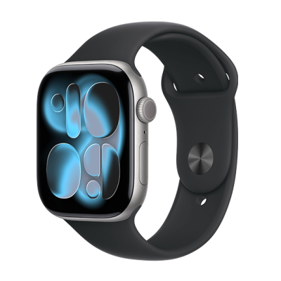 Apple Watch Series 11 (2025) LTE 46mm Space Grey Aluminium Case with Black Sport Band M/L
