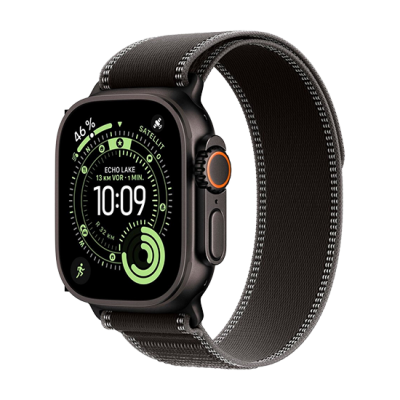 Apple Watch Ultra 3 GPS + Cellular 49mm Titanium Case-Black Titanium with Black/Charcoal Trail Loop M/L